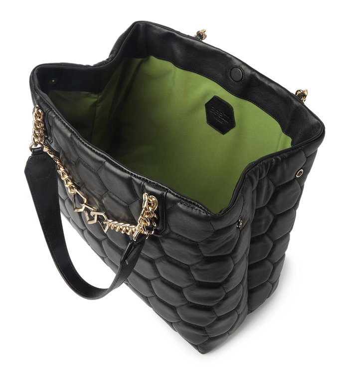 Bolsa Shopping Preta Couro Bee.ZZ Grande