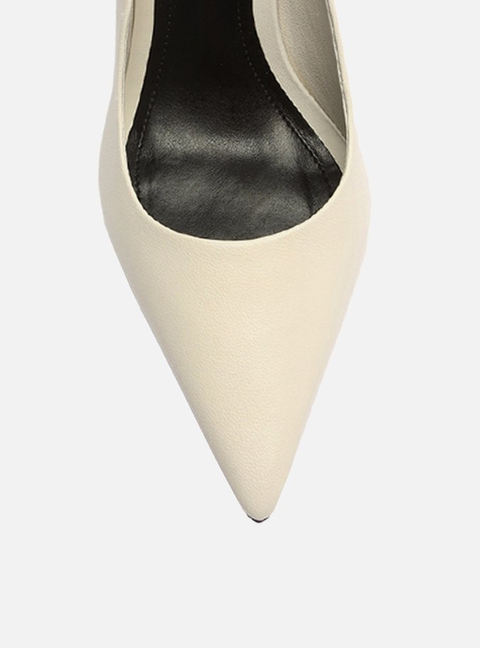 Scarpin Branco Couro Salto Alto Bico Fino Gigi
