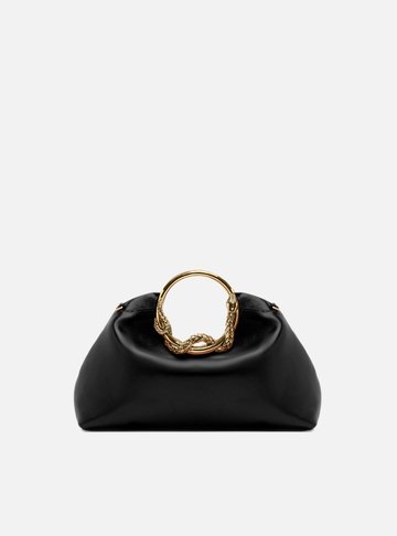 Bolsa Tiracolo Média Preta Alça Metal
