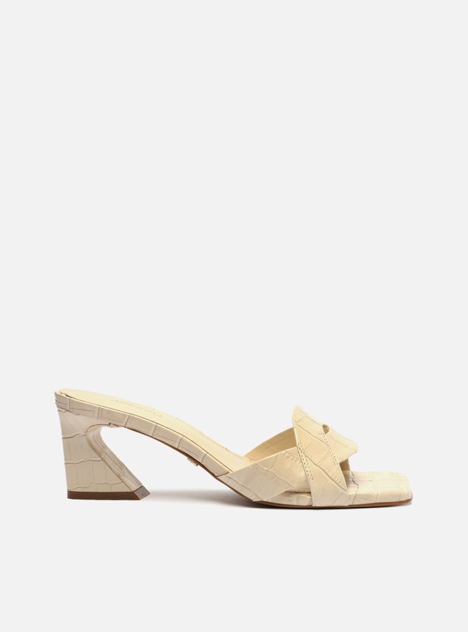 Sandália Off-White Croco Bico Quadrado Flare