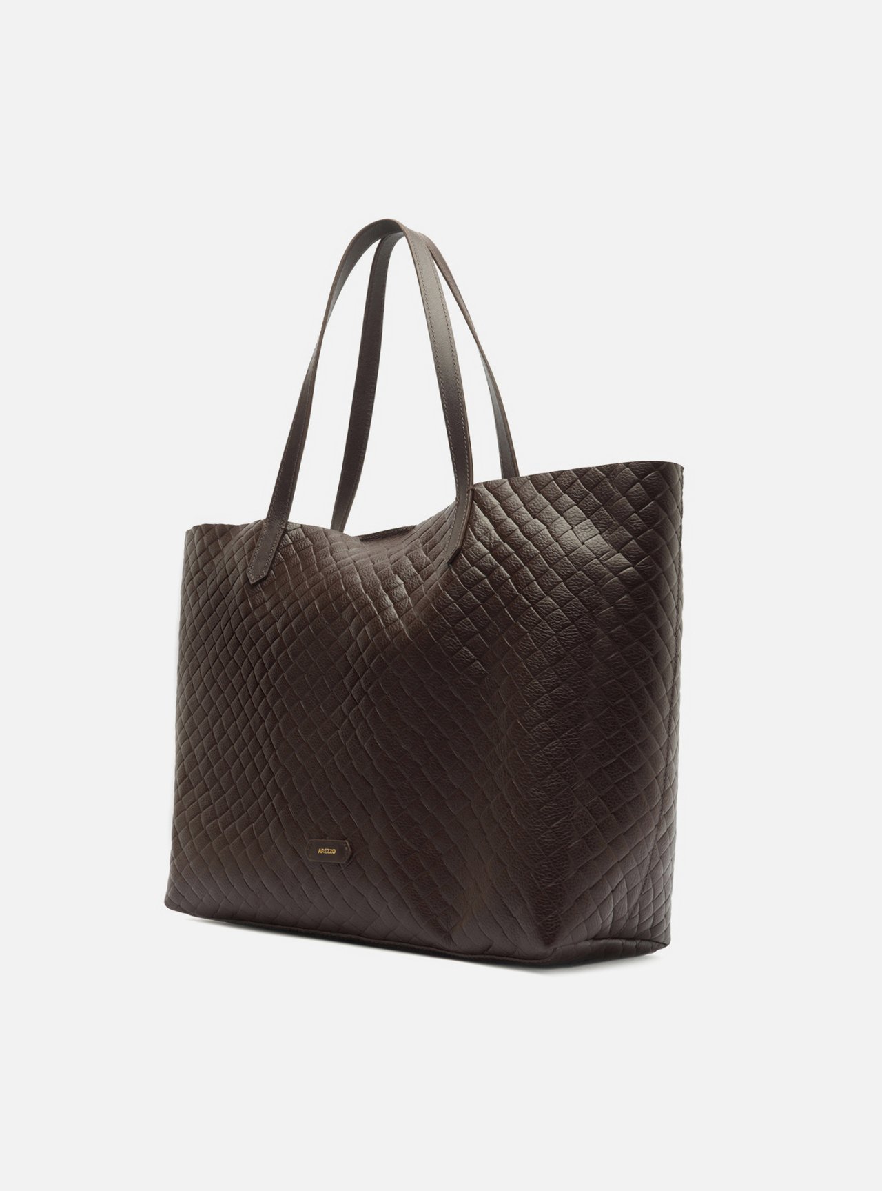 Bolsa Shopping Marrom Couro Grande Tressê — foto 2
