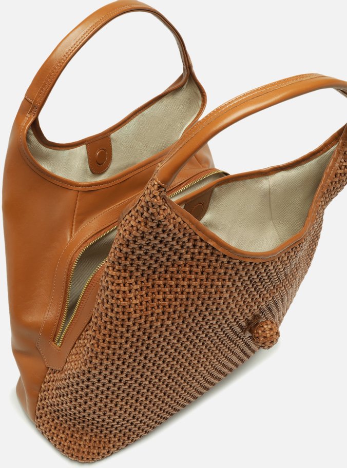 Bolsa Hobo Marrom Couro Grande Tressê Lenny