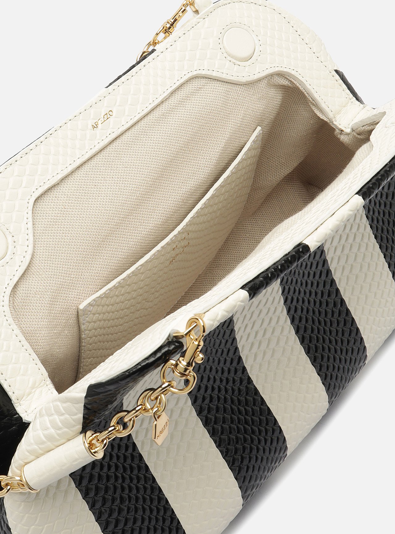 Bolsa Clutch Listras Couro Média Snake Corrente — foto 4