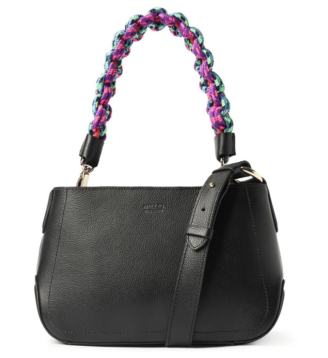 Bolsa Tiracolo Preta Couro Tereza Média Corda