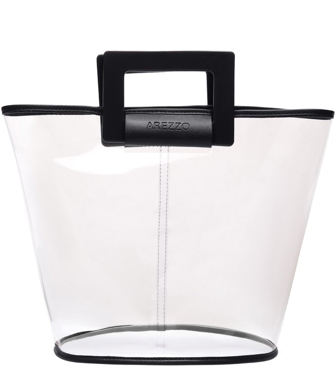 Bolsa Shopping Média Transparente Preto
