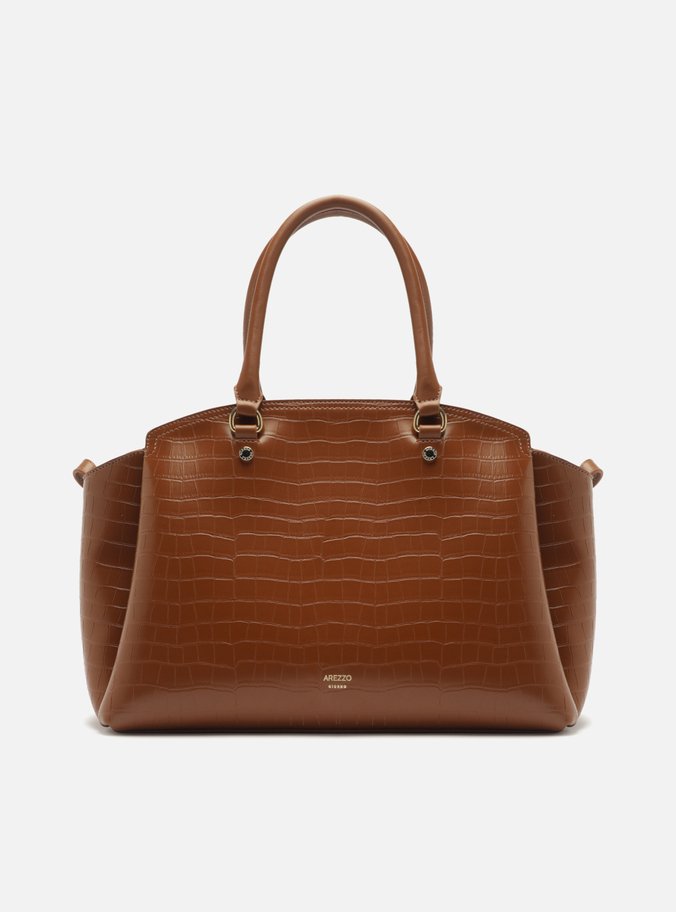 Bolsa Tote Marrom Croco Grande Textura