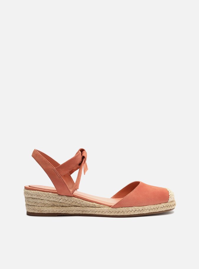Salto Baixo Espadrille Baixa Aberta Espadrille Rosa Nobuck Anabela