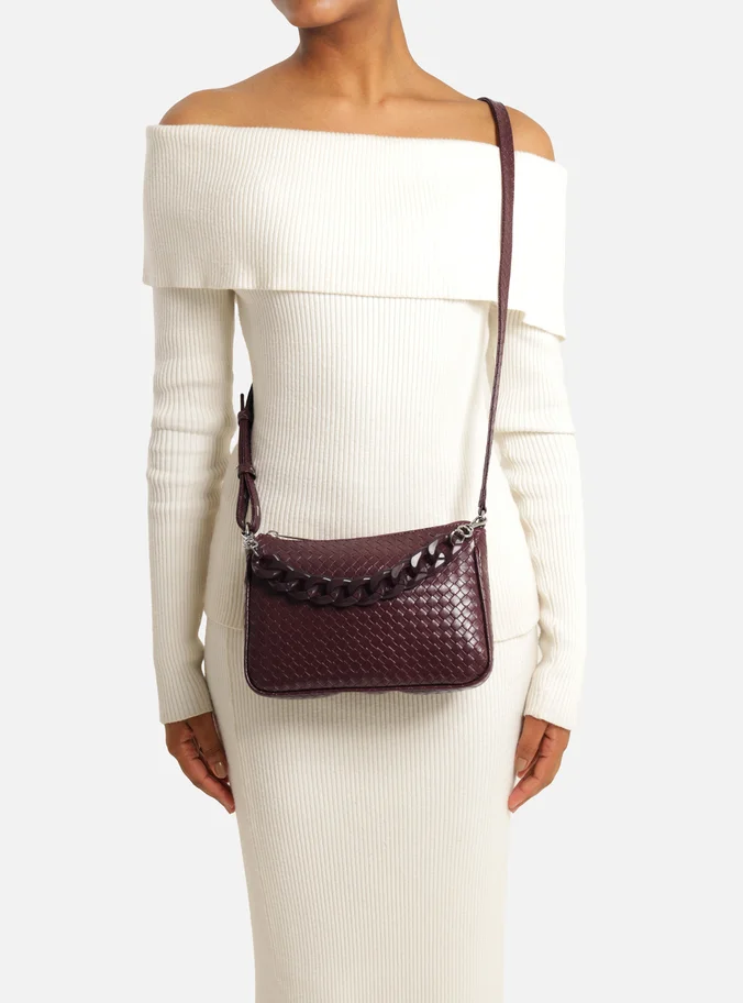 Bolsa Tiracolo Vinho Iara Pequena Tressê