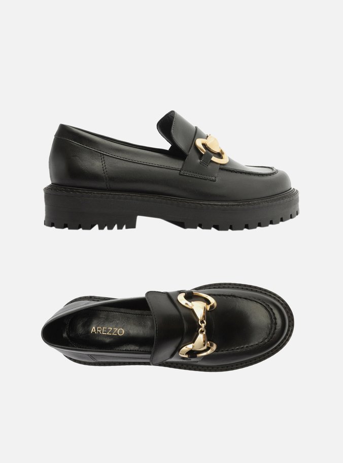 Mocassim Preto Couro Tratorado Livia
