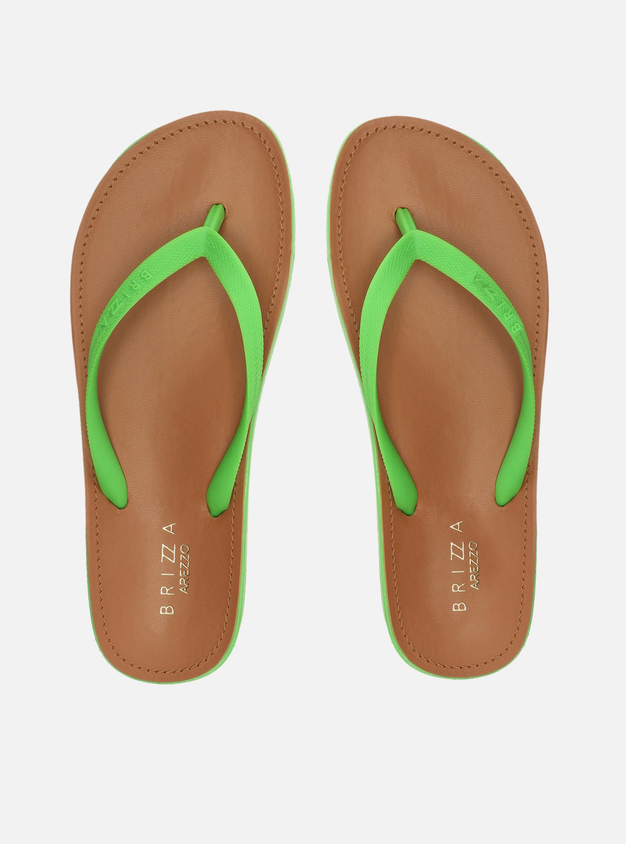 Chinelo de Dedo Verde Palmilha Marrom — foto 1