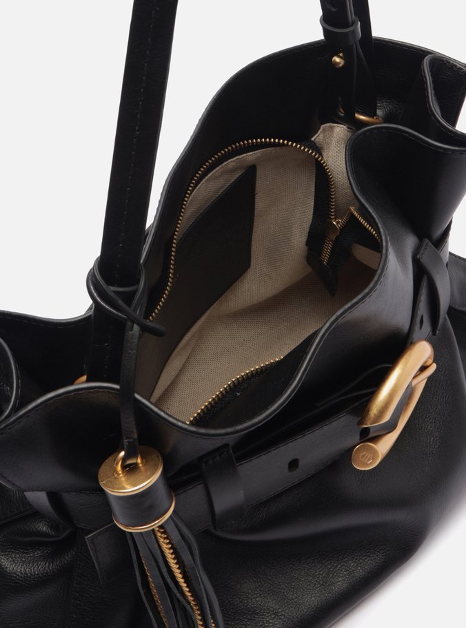 Bolsa Tiracolo Preta Couro Isa Média