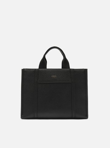 Arezzo — Bolsa Tote Preta Média Bolso Frontal