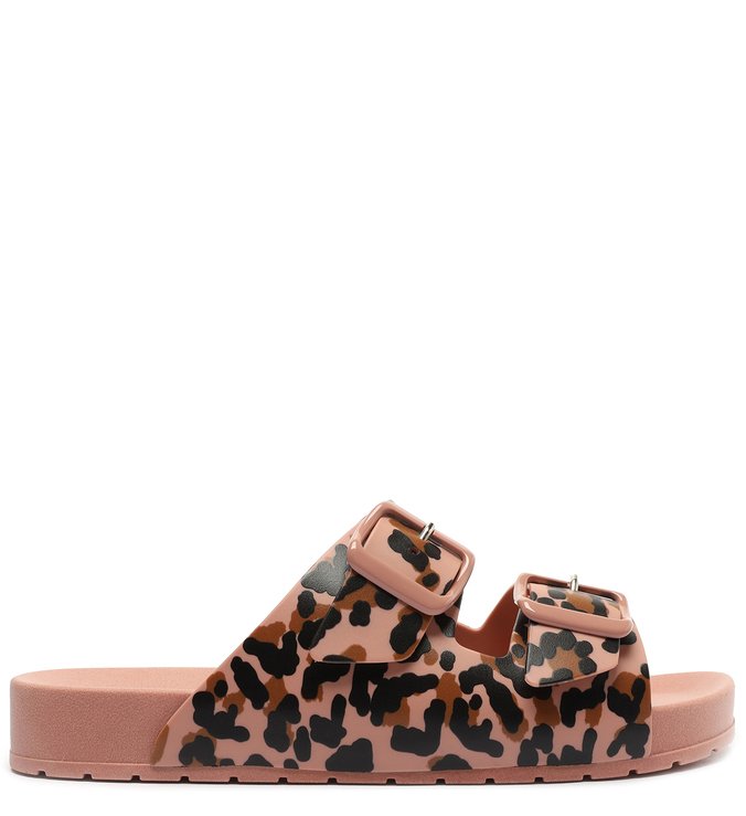 Rasteira Rosa Injetada Animal Print Onça