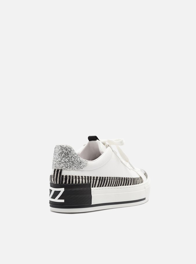 Tênis Branco Animal Print Flatform