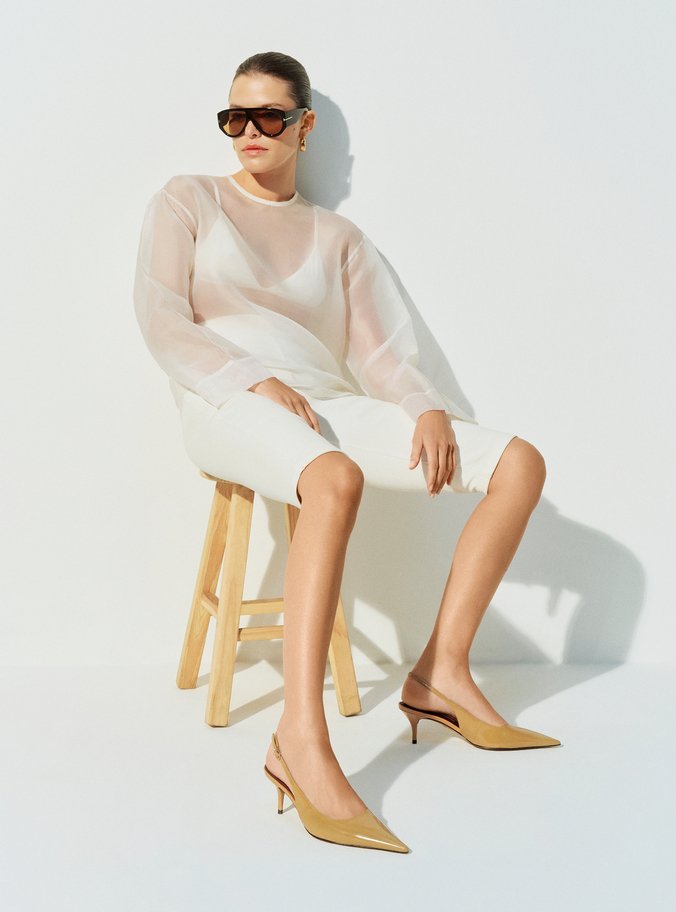 Scarpin Nude Salto Fino Slingback