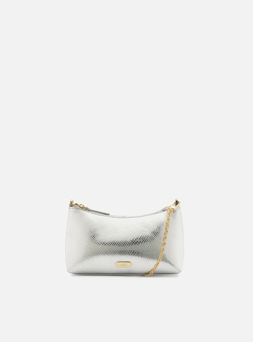Bolsa Tiracolo Prateada Snake Pequena Corrente