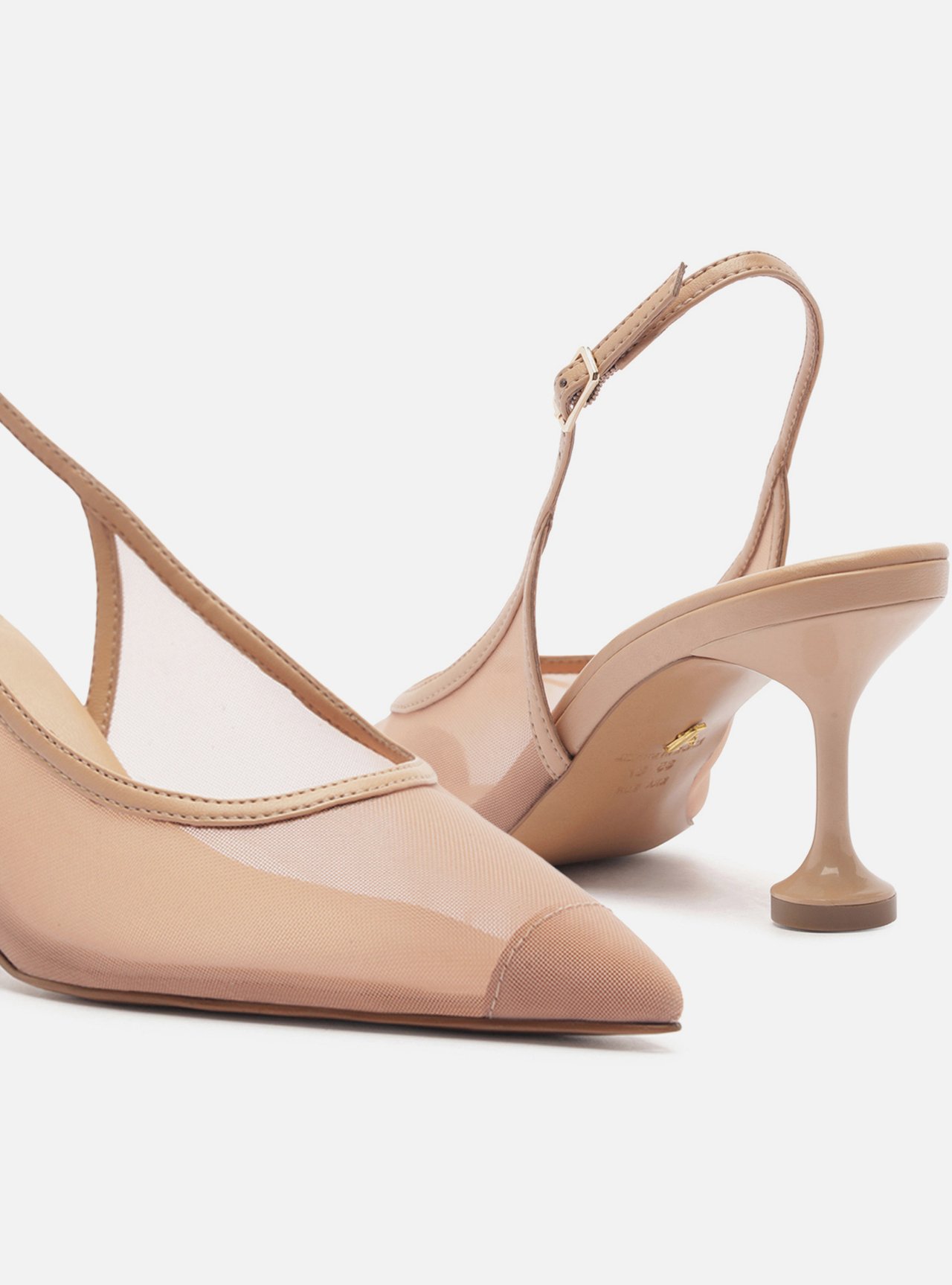 Scarpin Bege Tela Salto Médio Taça Slingback — foto 4
