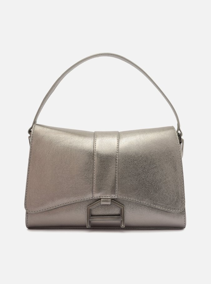 Bolsa Tiracolo Prata Couro Média Metal A