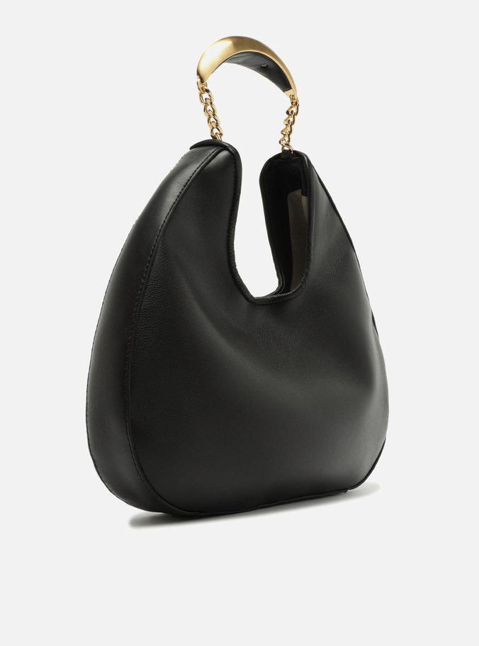 Bolsa Tiracolo Preta Couro Média Metal Bold