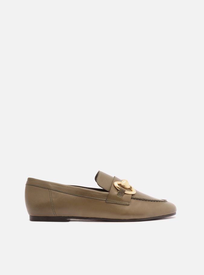 Mocassim Verde Couro Bridão Metal
