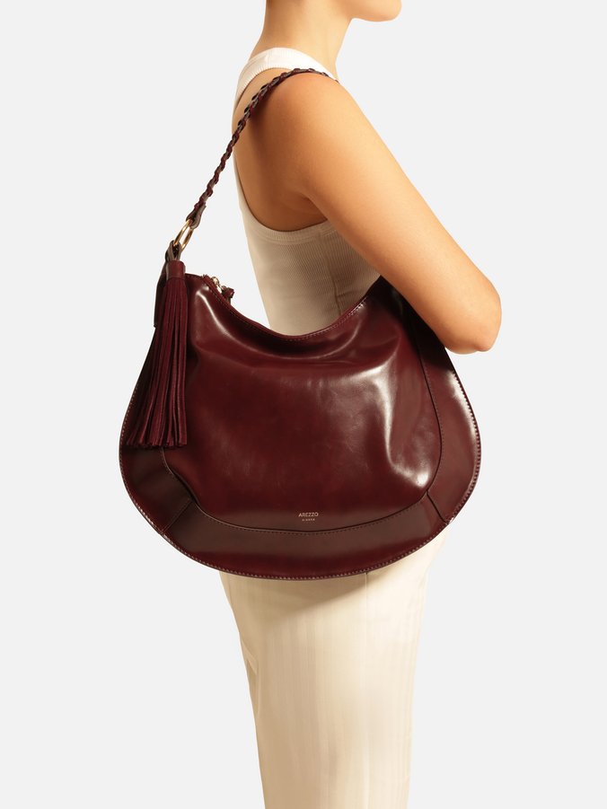 Bolsa Hobo Bordô Grande Barbicacho