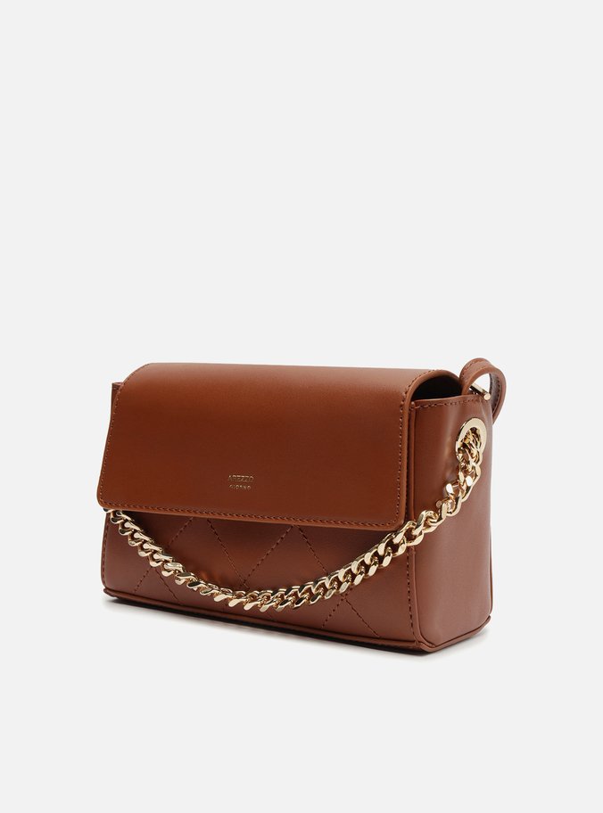 Bolsa Tiracolo Marrom Pequena Corrente Metal
