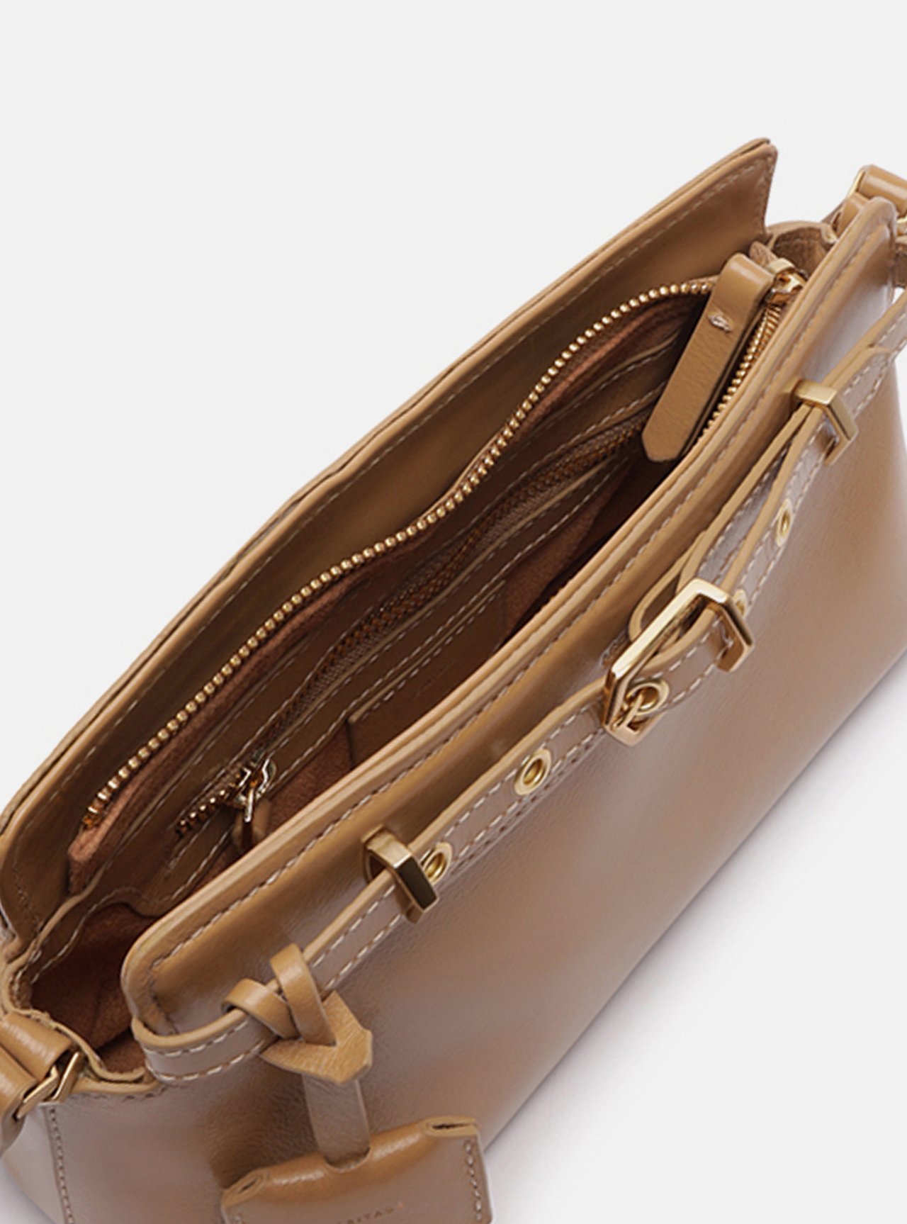 Bolsa Tiracolo Bege Couro Pequena Victória — foto 4