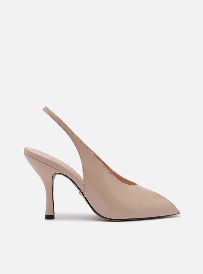 Peep Toe Rosa Verniz Salto Alto Slingback
