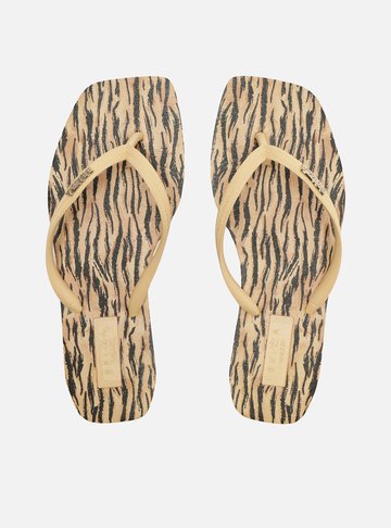 Arezzo — Chinelo de Dedo Animal Print Square Brizza
