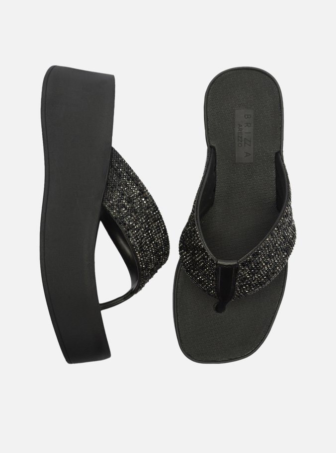 Tamanco Preta Flatform Lulu Strass