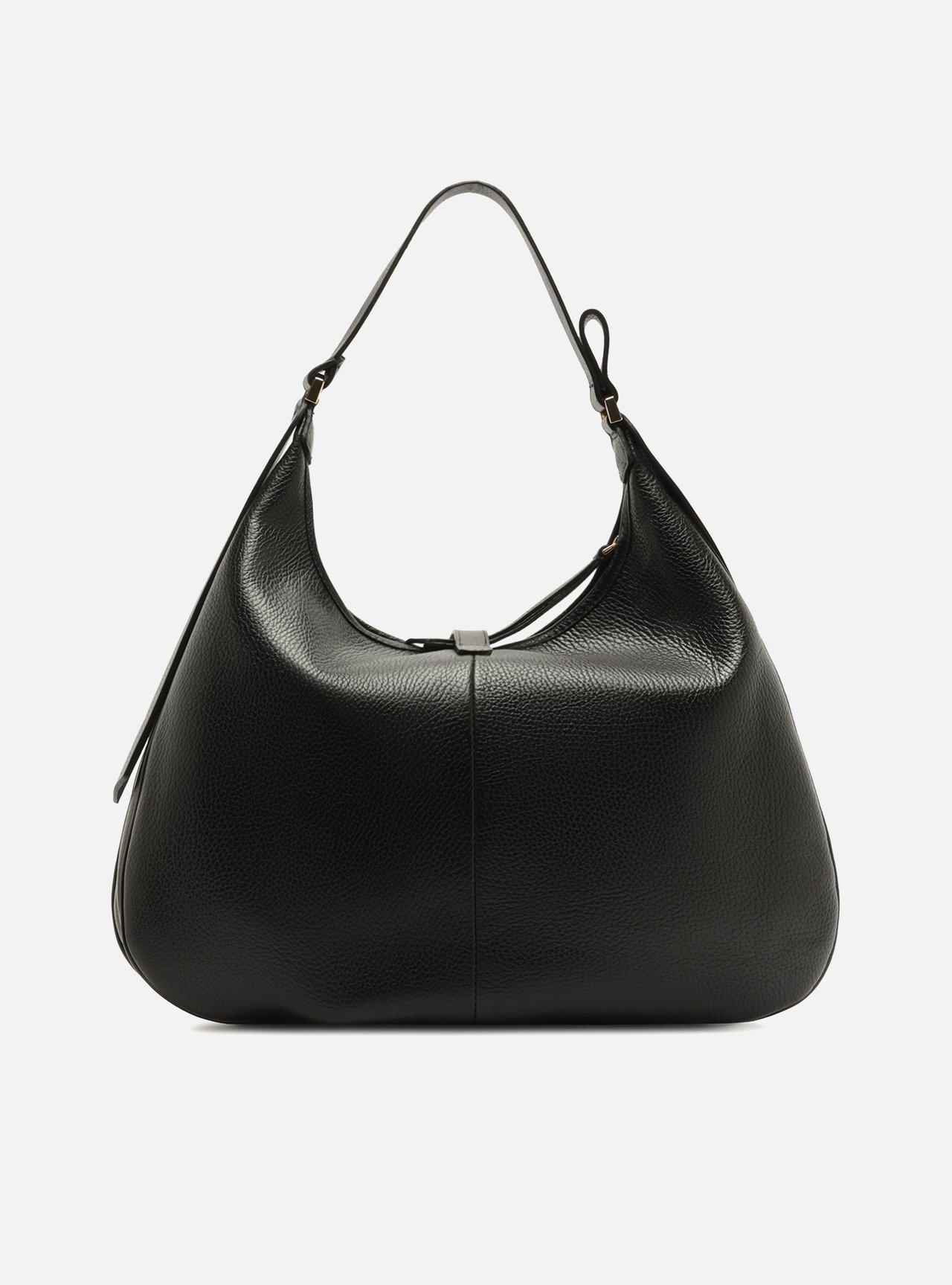 Bolsa Hobo Preta Couro Metais Dourados — foto 3
