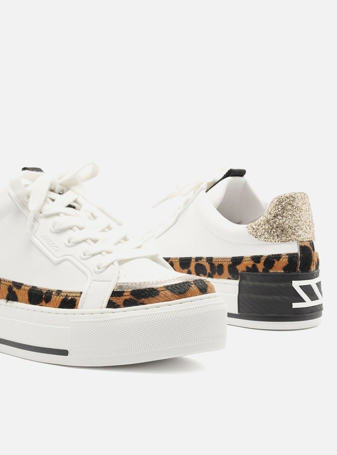 Tênis Branco Animal Print Flatform