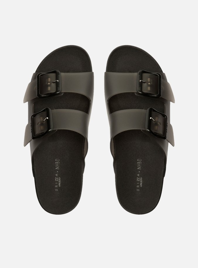 Chinelo Slide Preto Fivelas Brizza