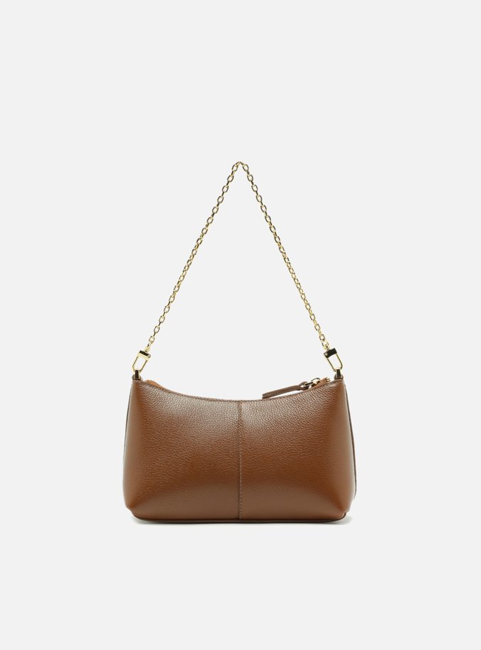 Bolsa Tiracolo Marrom Couro Pequena Corrente