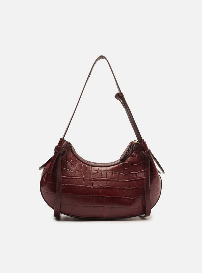 Bolsa Tiracolo Vermelha Couro Croco Média