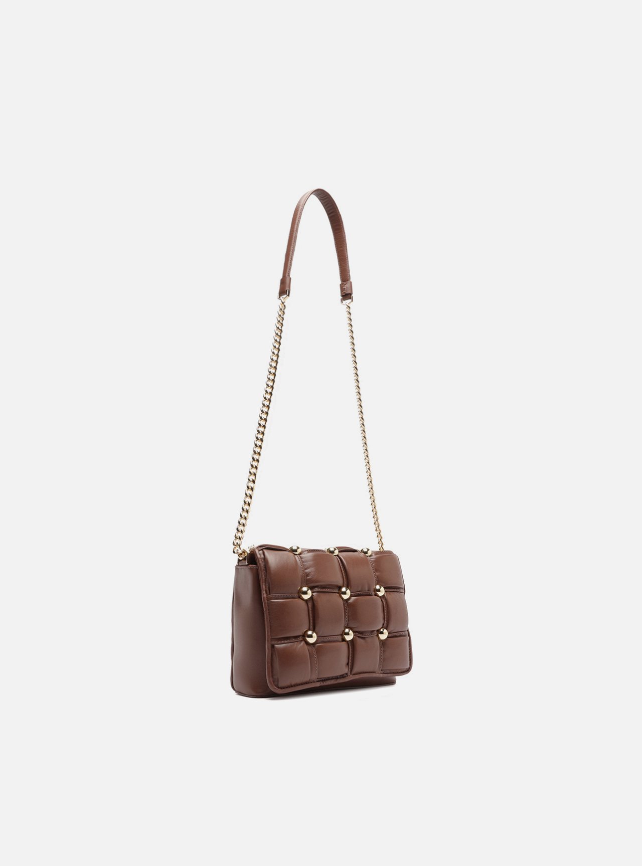 Bolsa Tiracolo Marrom Couro Pequena Matelassê — foto 5