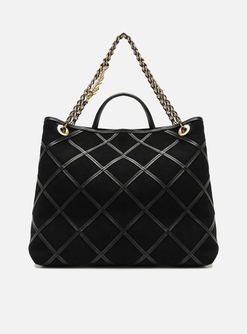 Bolsa Tiracolo Preta Camurcina Grande Metal