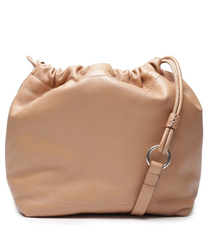 Bolsa Bucket Bege Couro Julia Média