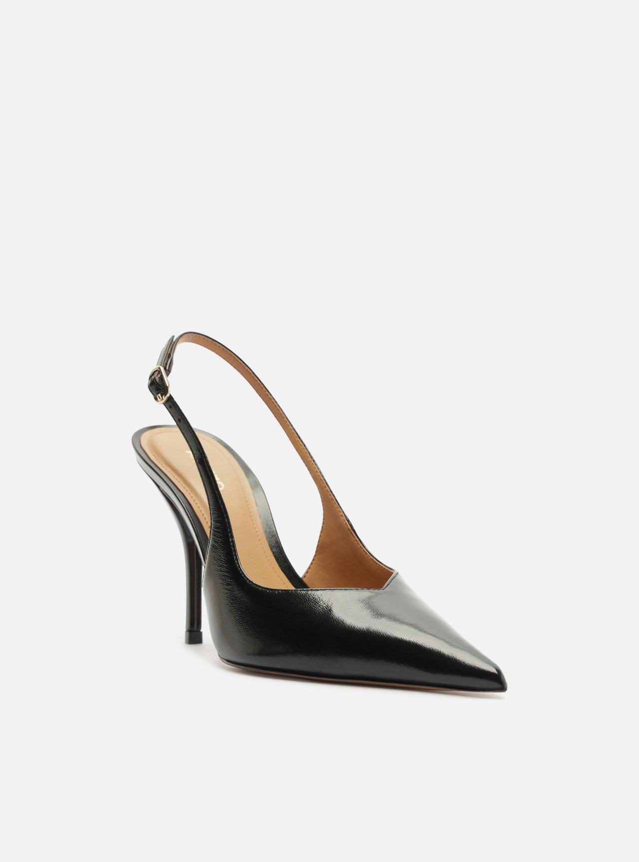 Scarpin Preto Couro Salto Fino Slingback — foto 2