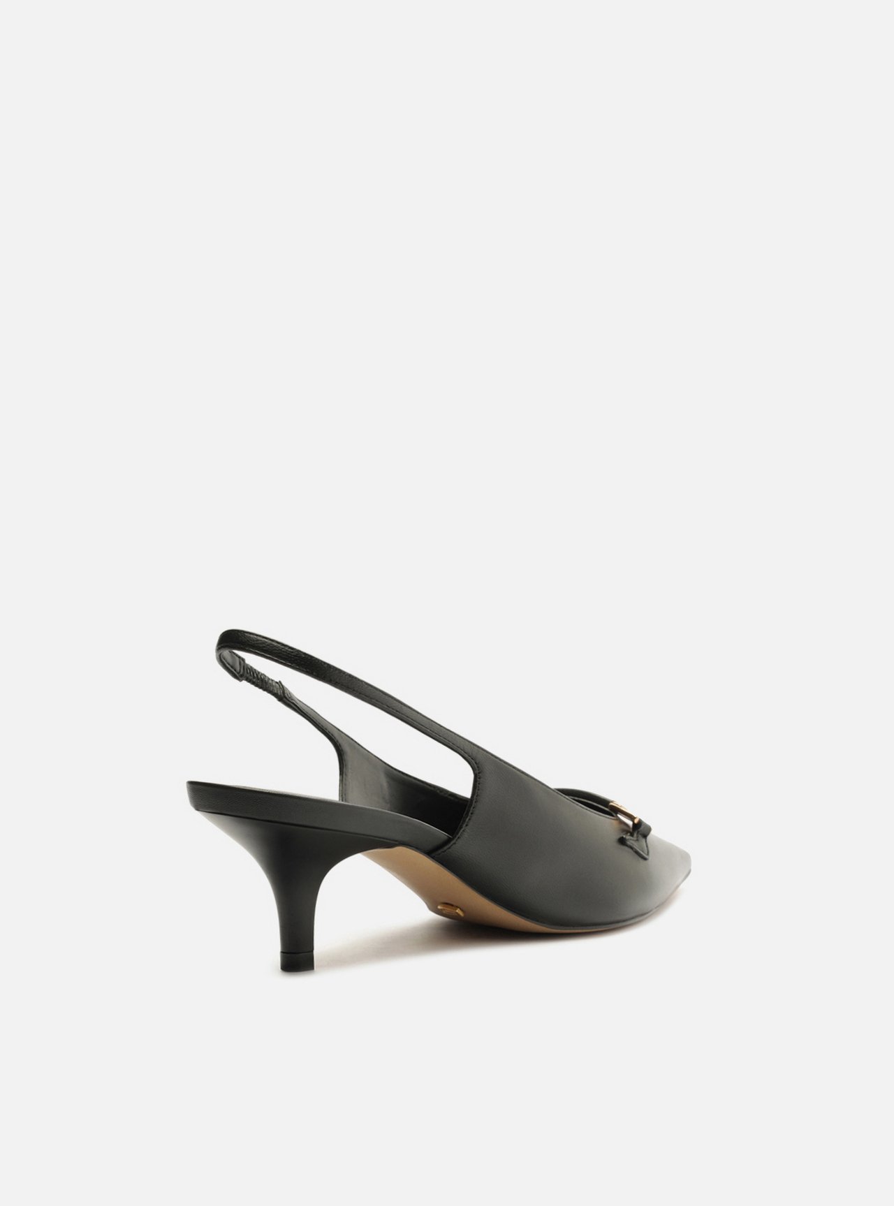 Scarpin Bico Fino Couro Salto Fino Metais Slingback — foto 3