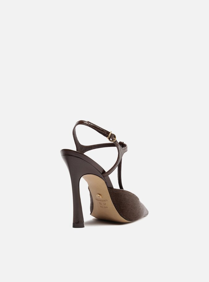Scarpin Marrom Pelo Salto Alto Aberto Telma