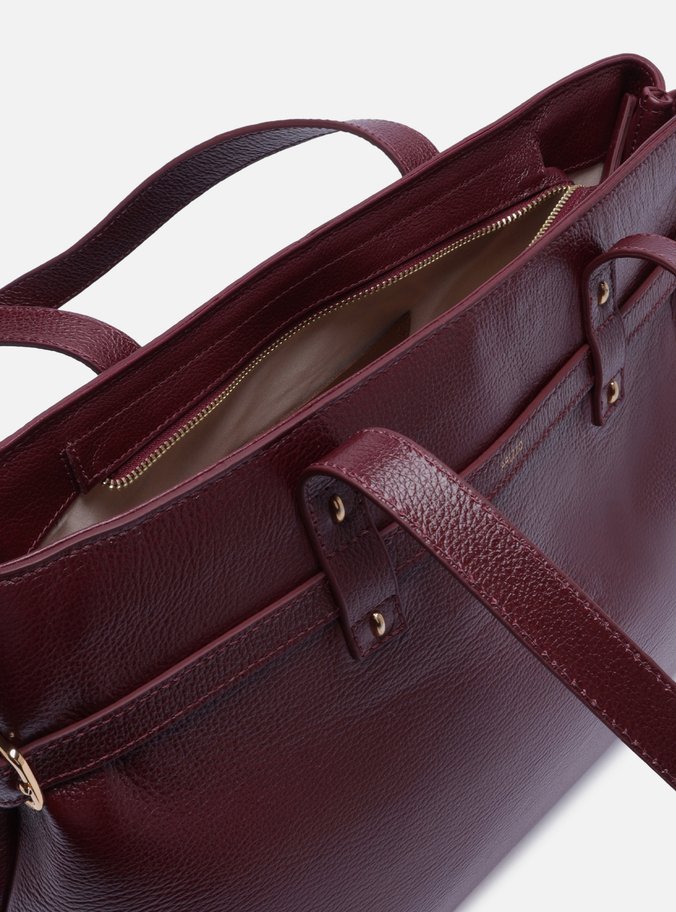 Bolsa Shopping Vermelha Couro Grande Fivelas