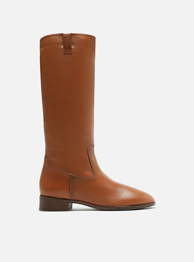 Bota Marrom Couro Cano Longo Montaria