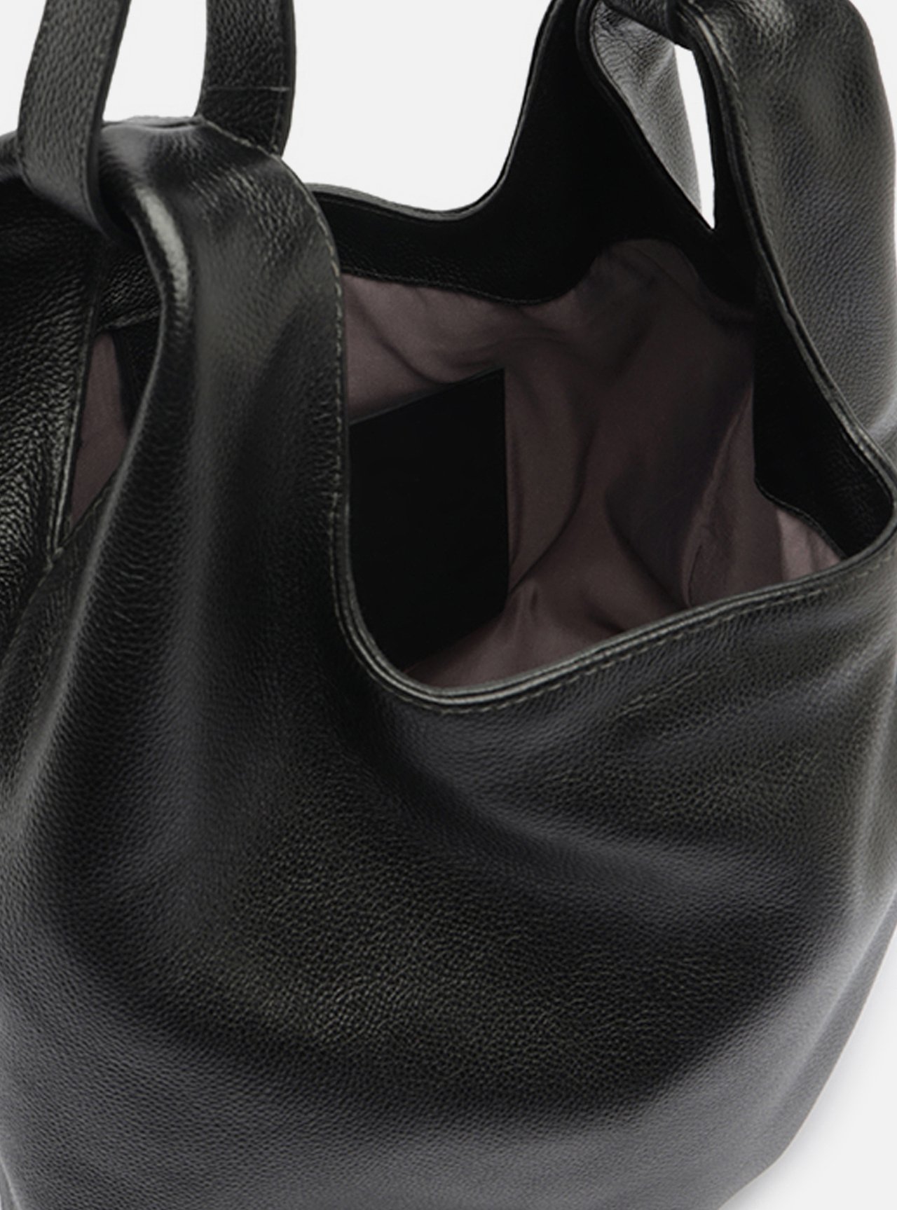 Bolsa Hobo Preta Couro Média — foto 4