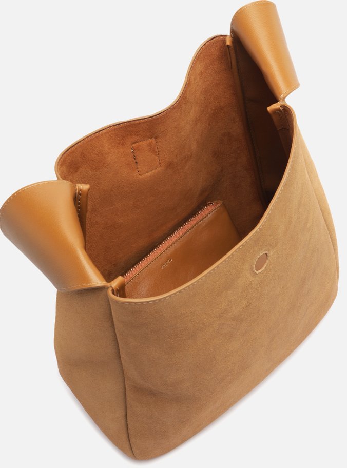 Bolsa Hobo Marrom Couro Acamurçado