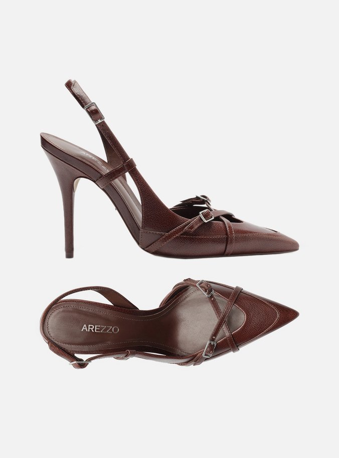 Scarpin Marrom Couro Salto Alto New Amélia