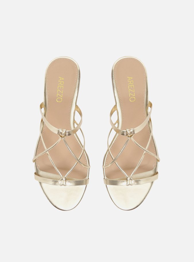 Rasteira Dourada Flat Tiras