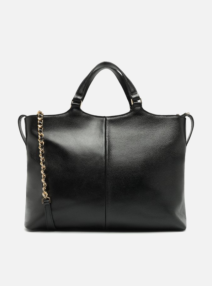 Bolsa Tote Preta Couro Grande Bolso Frontal