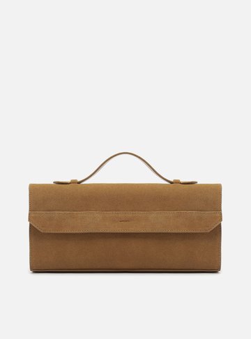 Bolsa Tiracolo Marrom Acamurçada Grande Corrente