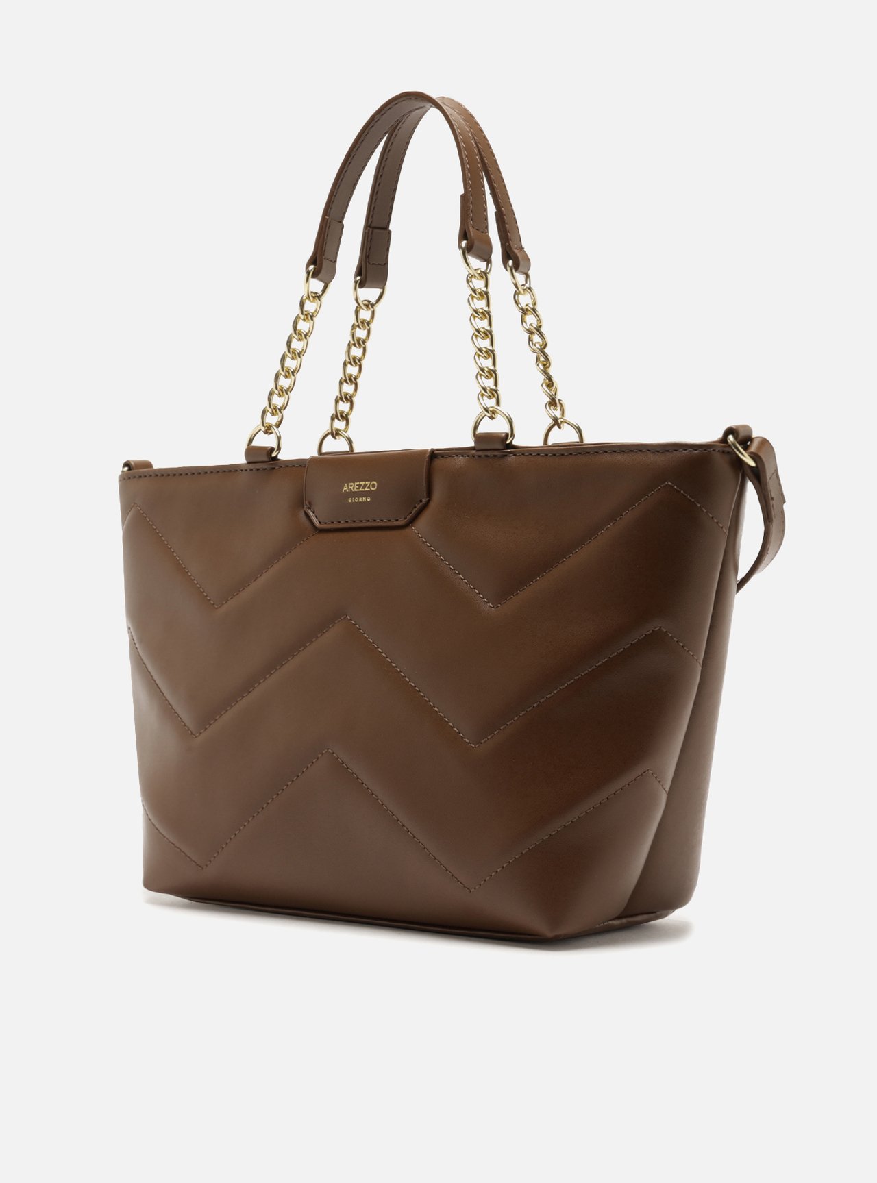 Bolsa Tote Marrom Grande Alça Corrente — foto 2